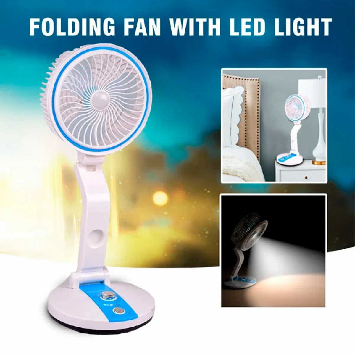 RECHARGEABLE & FOLDABLE FAN WITH LIGHT SKU: BBSKU-00355